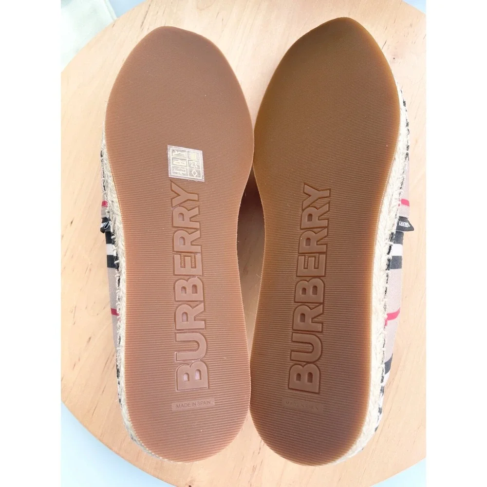 Burberry Beige Black and Red Striped Espadrilles